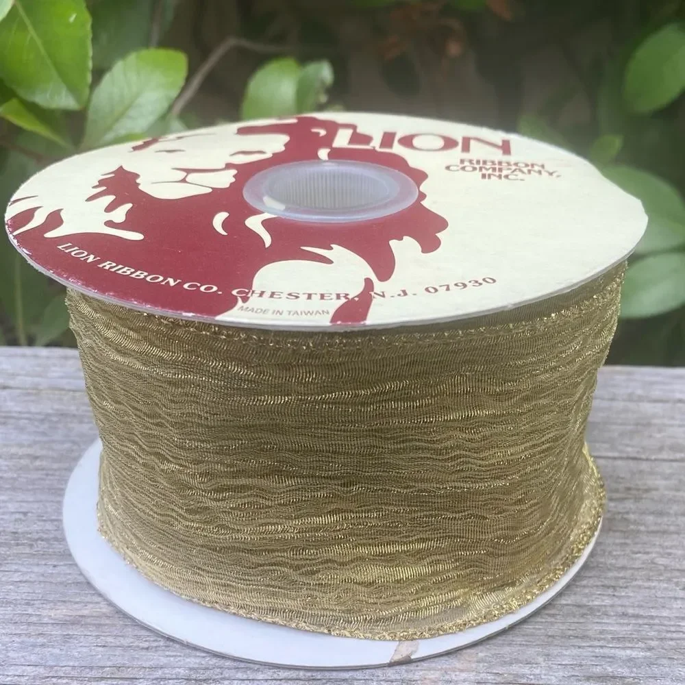 Lion Ribbon Gold Wire Ribbon One (1) Roll 2.5